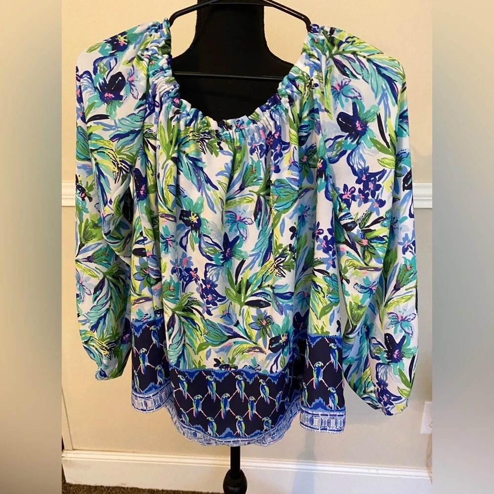 Lilly Pulitzer Lou Lou Floral Flutter Top - Size Large - Picture 1 of 9